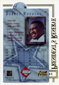 1996 Collector's Edge President's Reserve #56 Darren Woodson Back