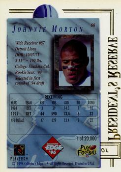 1996 Collector's Edge President's Reserve #66 Johnnie Morton Back