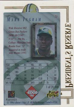 1996 Collector's Edge President's Reserve #71 Mark Ingram Back