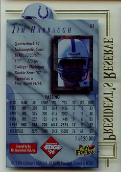 1996 Collector's Edge President's Reserve #83 Jim Harbaugh Back
