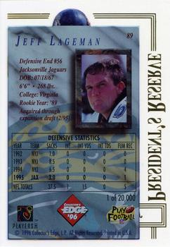 1996 Collector's Edge President's Reserve #89 Jeff Lageman Back