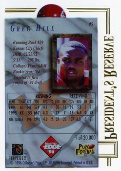1996 Collector's Edge President's Reserve #95 Greg Hill Back
