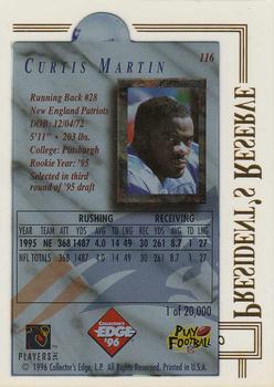1996 Collector's Edge President's Reserve #116 Curtis Martin Back