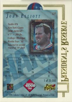 1996 Collector's Edge President's Reserve #127 John Elliott Back