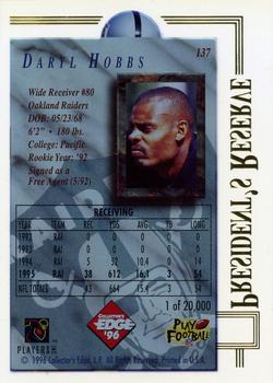 1996 Collector's Edge President's Reserve #137 Daryl Hobbs Back