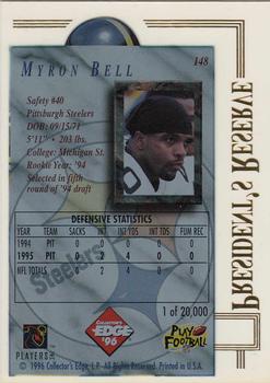 1996 Collector's Edge President's Reserve #148 Myron Bell Back