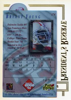 1996 Collector's Edge President's Reserve #174 Bryant Young Back