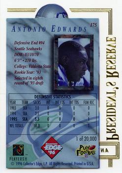 1996 Collector's Edge President's Reserve #175 Antonio Edwards Back