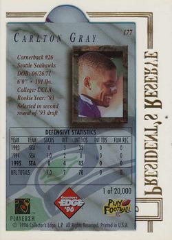 1996 Collector's Edge President's Reserve #177 Carlton Gray Back
