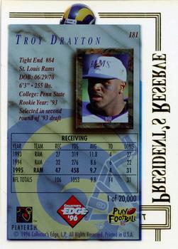 1996 Collector's Edge President's Reserve #181 Troy Drayton Back