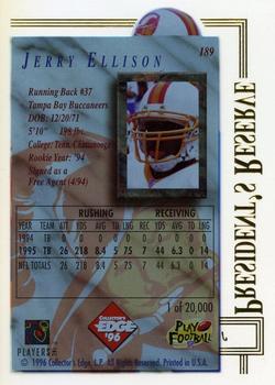 1996 Collector's Edge President's Reserve #189 Jerry Ellison Back