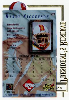 1996 Collector's Edge President's Reserve #193 Hardy Nickerson Back