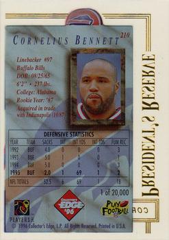 1996 Collector's Edge President's Reserve #210 Cornelius Bennett Back