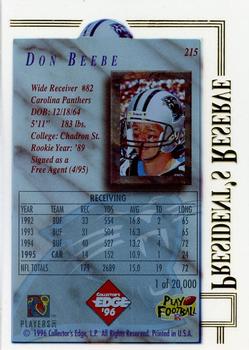 1996 Collector's Edge President's Reserve #215 Don Beebe Back