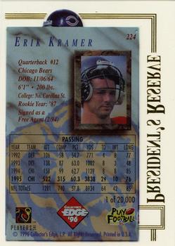1996 Collector's Edge President's Reserve #224 Erik Kramer Back
