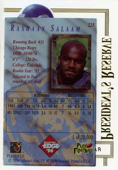 1996 Collector's Edge President's Reserve #225 Rashaan Salaam Back
