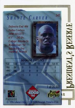 1996 Collector's Edge President's Reserve #242 Shante Carver Back
