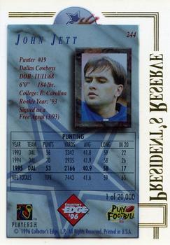 1996 Collector's Edge President's Reserve #244 John Jett Back