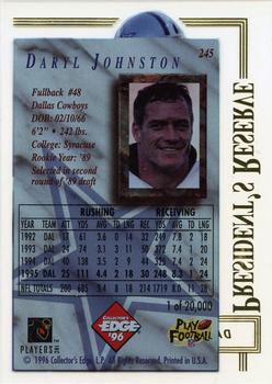 1996 Collector's Edge President's Reserve #245 Daryl Johnston Back