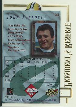 1996 Collector's Edge President's Reserve #268 John Jurkovic Back