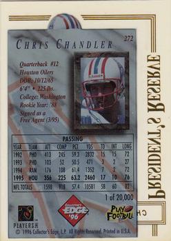 1996 Collector's Edge President's Reserve #272 Chris Chandler Back