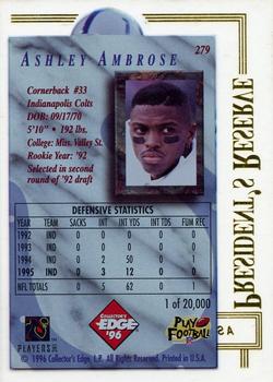 1996 Collector's Edge President's Reserve #279 Ashley Ambrose Back