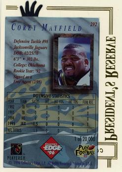 1996 Collector's Edge President's Reserve #292 Corey Mayfield Back
