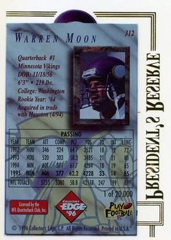 1996 Collector's Edge President's Reserve #312 Warren Moon Back