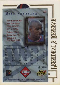 1996 Collector's Edge President's Reserve #328 Mike Sherrard Back