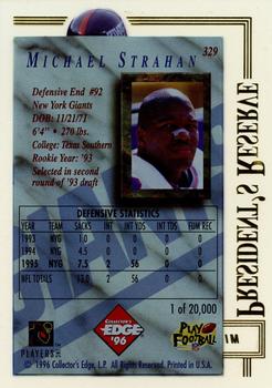 1996 Collector's Edge President's Reserve #329 Michael Strahan Back