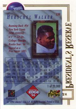 1996 Collector's Edge President's Reserve #330 Herschel Walker Back
