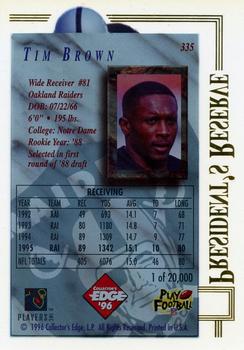 1996 Collector's Edge President's Reserve #335 Tim Brown Back