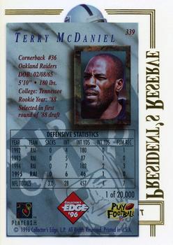 1996 Collector's Edge President's Reserve #339 Terry McDaniel Back