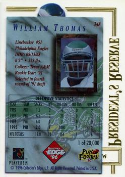 1996 Collector's Edge President's Reserve #348 William Thomas Back
