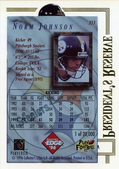 1996 Collector's Edge President's Reserve #353 Norm Johnson Back