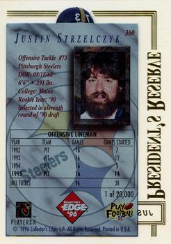 1996 Collector's Edge President's Reserve #360 Justin Strzelczyk Back