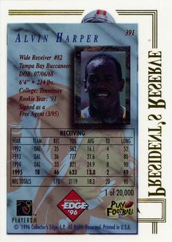 1996 Collector's Edge President's Reserve #391 Alvin Harper Back