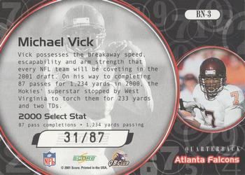 2001 Score Select - Behind the Numbers #BN-3 Michael Vick Back