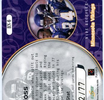 2001 Score Select - Behind the Numbers #BN-6 Randy Moss Back