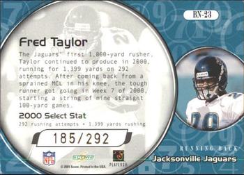 2001 Score Select - Behind the Numbers #BN-23 Fred Taylor Back