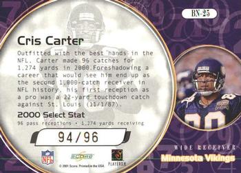 2001 Score Select - Behind the Numbers #BN-25 Cris Carter Back