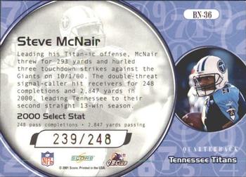 2001 Score Select - Behind the Numbers #BN-36 Steve McNair Back