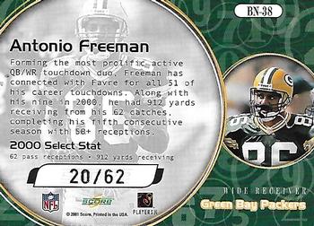 2001 Score Select - Behind the Numbers #BN-38 Antonio Freeman Back