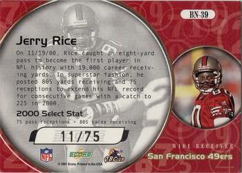 2001 Score Select - Behind the Numbers #BN-39 Jerry Rice Back