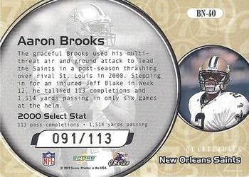2001 Score Select - Behind the Numbers #BN-40 Aaron Brooks Back