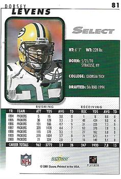 2001 Score Select - Chicago Collection #81 Dorsey Levens Back