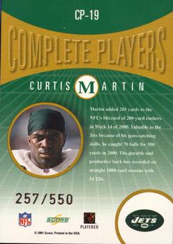 2001 Score Select - Complete Players #CP-19 Curtis Martin Back