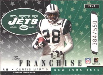 2001 Score Select - Future Franchise #FF-9 Curtis Martin / Santana Moss Back