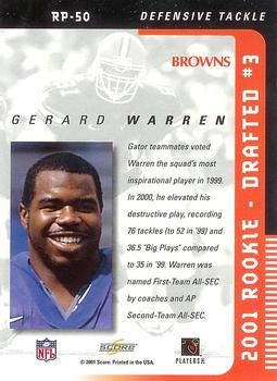 2001 Score Select - Rookie Preview Autographs #RP-50 Gerard Warren Back