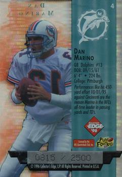 1996 Collector's Edge President's Reserve - Air Force One SN2500 #4 Dan Marino Back